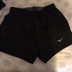 Black Mizuno running shorts